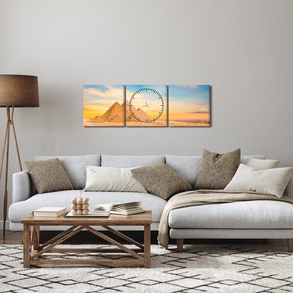 Tablou cu piramidele din Egipt (cu ceas) (90x30 cm)