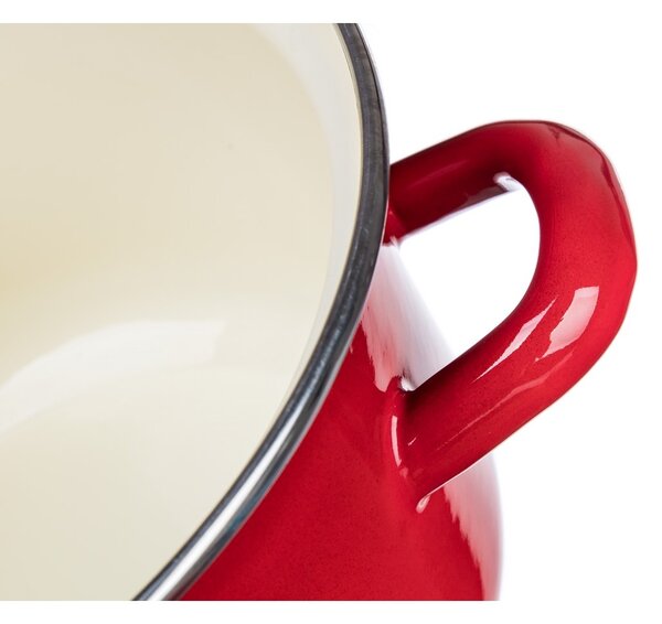 Oală emailată cu capac Banquet Milton roșu , 16cm, 2 l, 16 cm