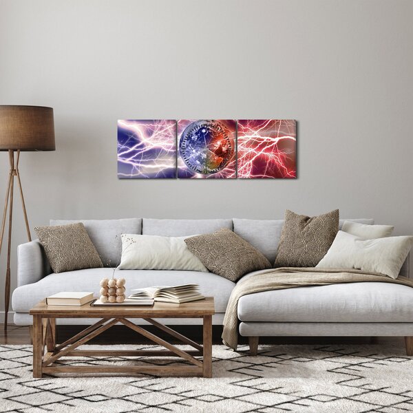 Tablou - Globul pământen în curenți (cu ceas) (90x30 cm)