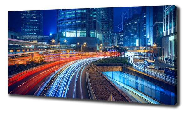 Tablou canvas Hong Kong pe timp de noapte