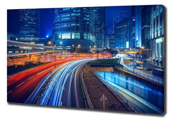 Tablou canvas Hong Kong pe timp de noapte