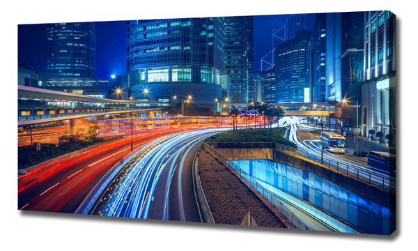 Tablou canvas Hong Kong pe timp de noapte