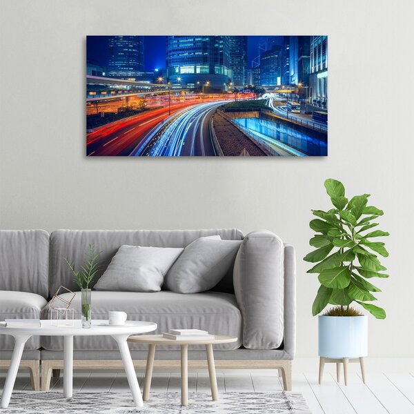 Tablou canvas Hong Kong pe timp de noapte
