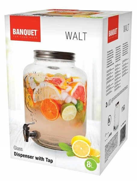 Recipient de sticlă Banquet WALT cu robinet, 8 l