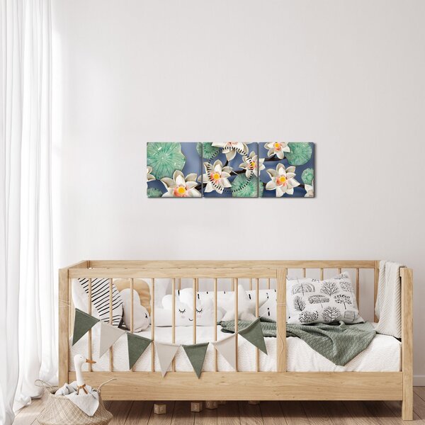 Tablou cu nufăr (cu ceas) (90x30 cm)