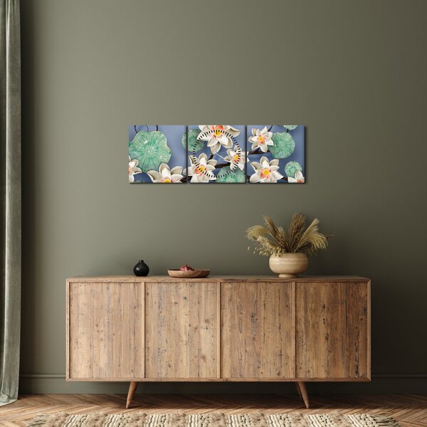 Tablou cu nufăr (cu ceas) (90x30 cm)