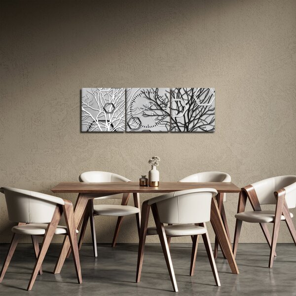 Tablou abstract cu pomi (cu ceas) (90x30 cm)