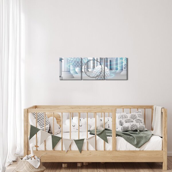 Tablou abstract în stil antic (cu ceas) (90x30 cm)