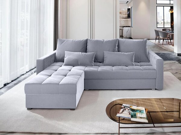 Canapea coltar extensibil ZENOVA 220 x 140 cm, reversibila - gri deschis