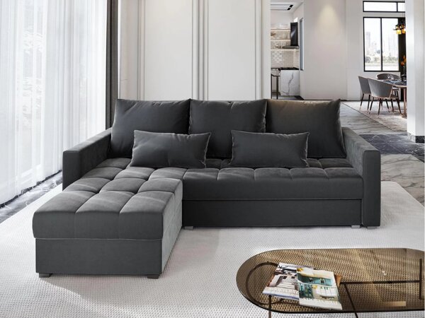 Canapea coltar extensibil ZENOVA 220 x 140 cm, reversibila – gri inchis