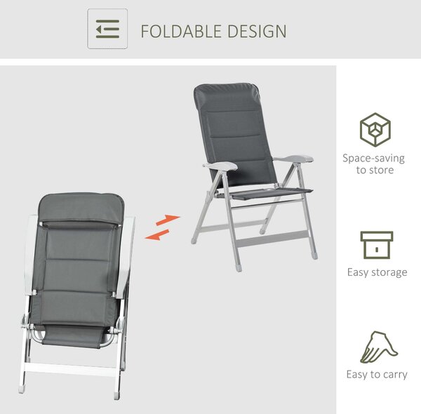 Outsunny Scaun de Pescuit Pliabil cu Cotiere și Spătar Înălțat Reglabil, 75x61.5x76-115 cm, Gri | Aosom Romania