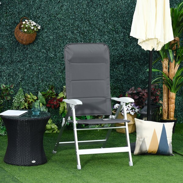 Outsunny Scaun de Pescuit Pliabil cu Cotiere și Spătar Înălțat Reglabil, 75x61.5x76-115 cm, Gri | Aosom Romania