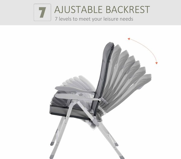 Outsunny Scaun de Pescuit Pliabil cu Cotiere și Spătar Înălțat Reglabil, 75x61.5x76-115 cm, Gri | Aosom Romania