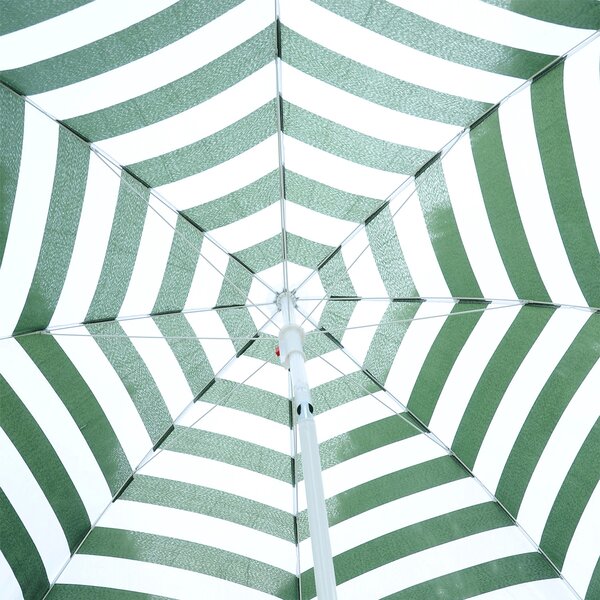 Outsunny Umbrelă de Plajă cu Acoperiș Înclinabil la 45°, Ø1.8x2 m, Verde și Alb | Aosom Romania