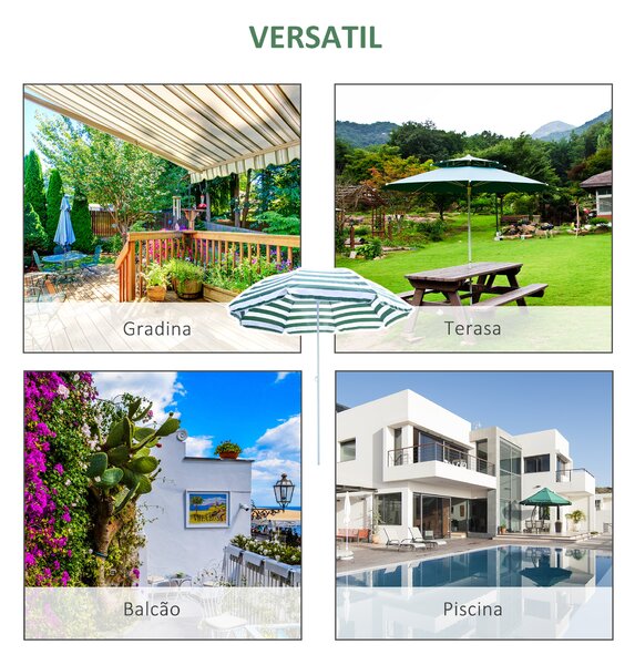 Outsunny Umbrelă de Plajă cu Acoperiș Înclinabil la 45°, Ø1.8x2 m, Verde și Alb | Aosom Romania
