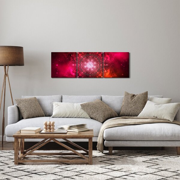 Tablou abstracției roșii (cu ceas) (90x30 cm)