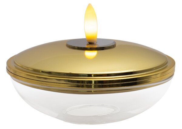 Sirius Lampa decorativă cu LED Lia, aurie, baterie, sticlă, plastic, Auriu / Alamă, Camera de zi / sufragerie, Sticlă