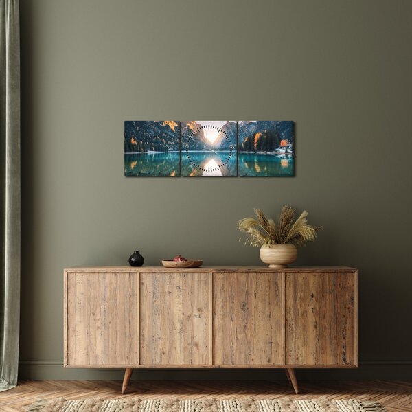Tablou - Lacul montan (cu ceas) (90x30 cm)