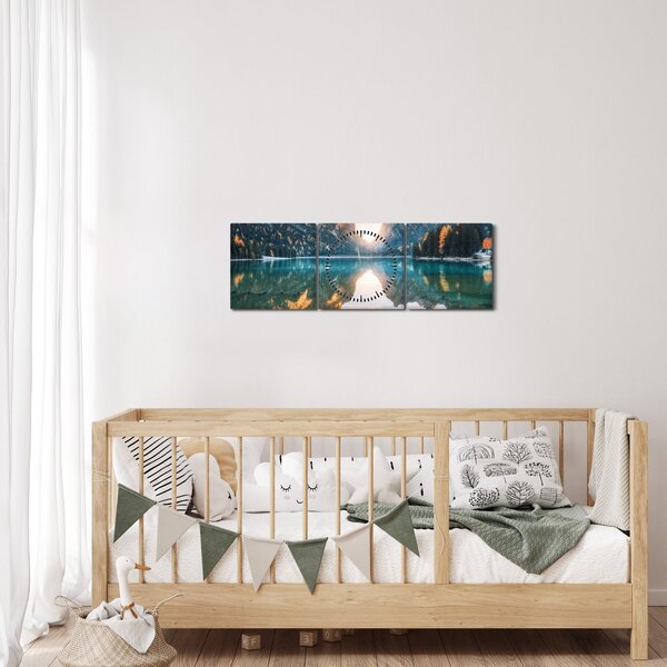 Tablou - Lacul montan (cu ceas) (90x30 cm)