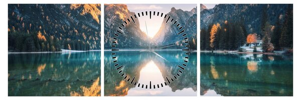Tablou - Lacul montan (cu ceas) (90x30 cm)