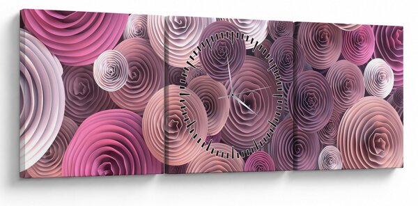 Tablou abstract a florii de trandafir (cu ceas) (90x30 cm)