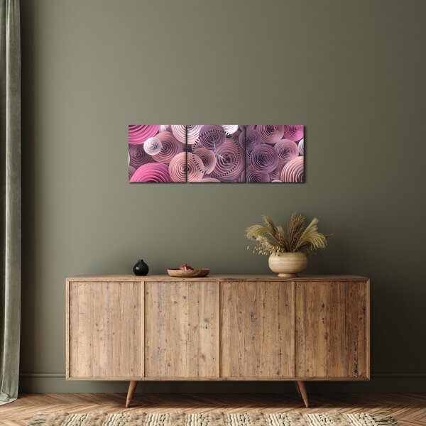 Tablou abstract a florii de trandafir (cu ceas) (90x30 cm)