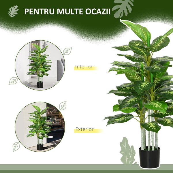 HOMCOM Plantă Artificială Decorativă cu Ghiveci, Φ17x95 cm, Verde | Aosom Romania