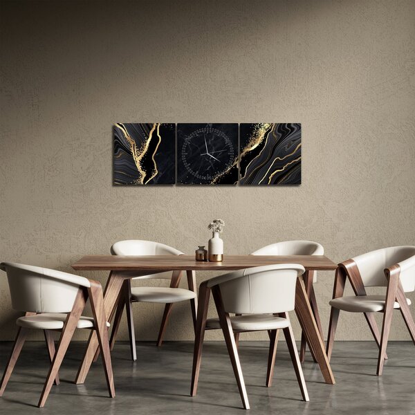 Tablou abstarcției aurii (cu ceas) (90x30 cm)