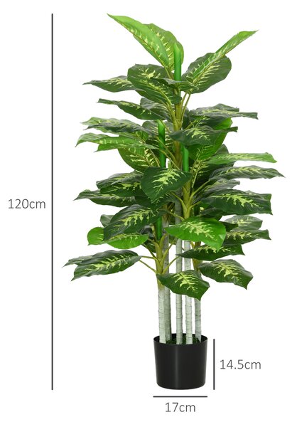 HOMCOM Plantă Artificială Decorativă cu Ghiveci, Φ17x95 cm, Verde | Aosom Romania