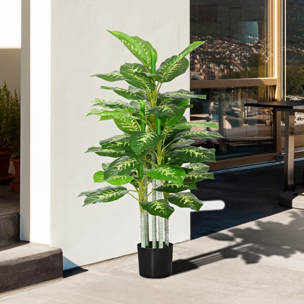HOMCOM Plantă Artificială Decorativă cu Ghiveci, Φ17x95 cm, Verde | Aosom Romania