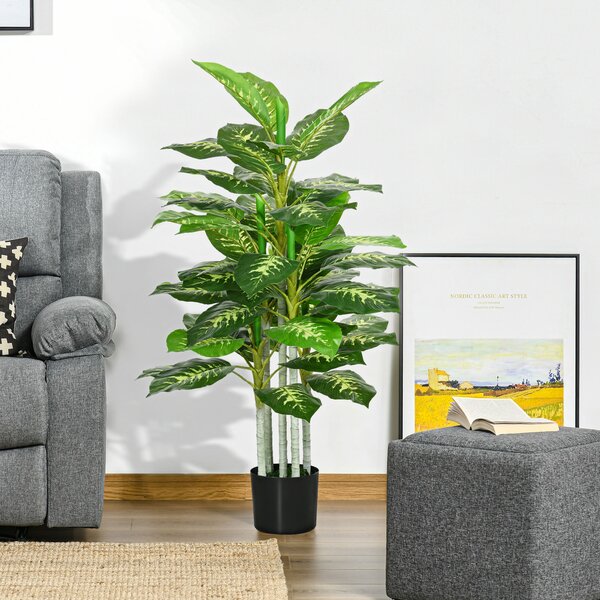 HOMCOM Plantă Artificială Decorativă cu Ghiveci, Φ17x95 cm, Verde | Aosom Romania