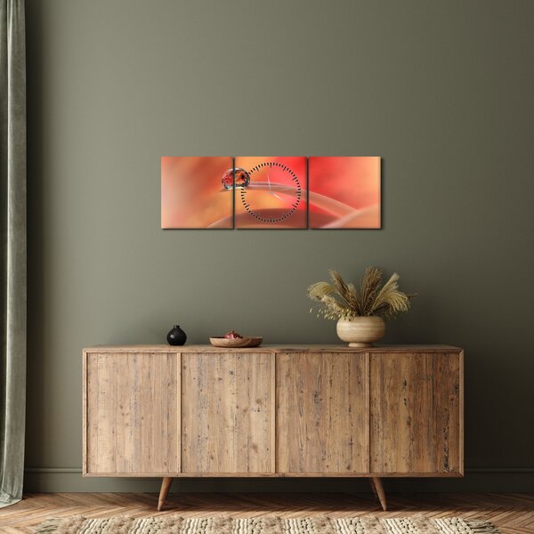 Tablou picăturii de rouă pe floare (cu ceas) (90x30 cm)