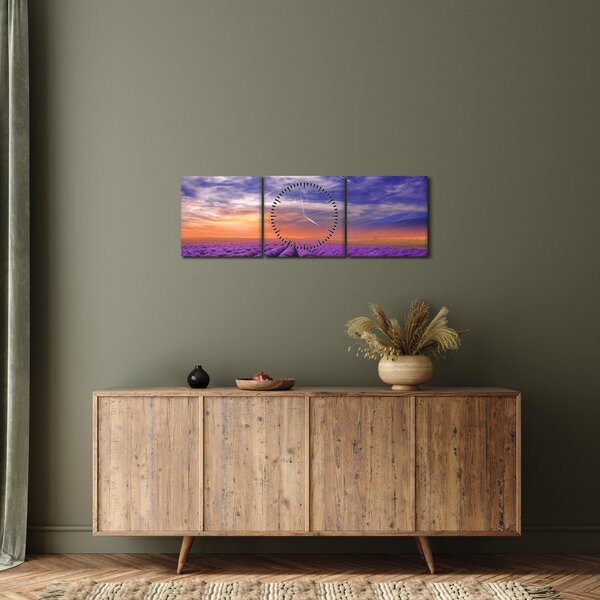 Tablou câmpului cu lavandă (cu ceas) (90x30 cm)