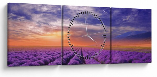 Tablou câmpului cu lavandă (cu ceas) (90x30 cm)