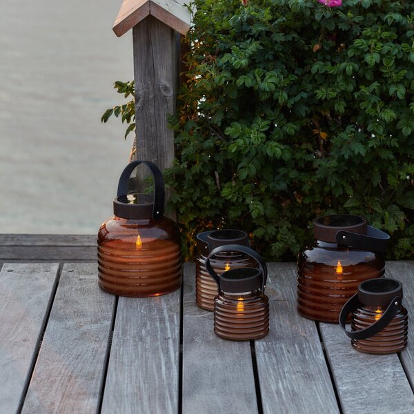 Sirius Lampă solară cu LED Aston Jar, înălțime 12 cm, chihlimbar/maro, IP44, Maro / Rugină, Sticlă