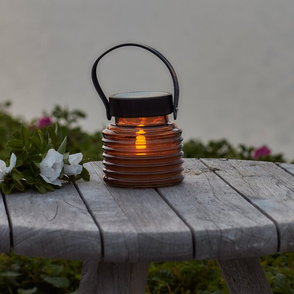 Sirius Lampă solară cu LED Aston Jar, înălțime 12 cm, chihlimbar/maro, IP44, Maro / Rugină, Sticlă
