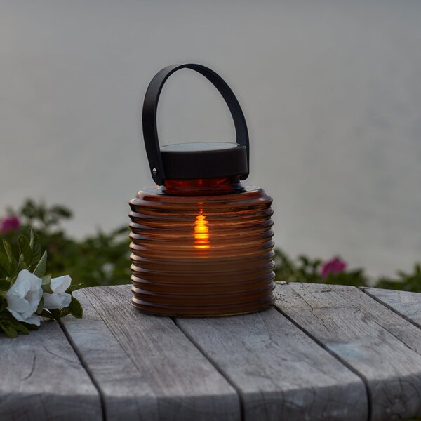 Sirius Lampă solară cu LED Aston Jar, înălțime 16 cm, chihlimbar/maro, IP44, Maro / Rugină, Sticlă