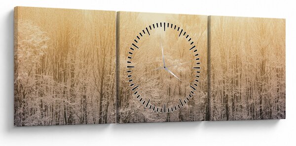 Tablou cu pădure geroasă (cu ceas) (90x30 cm)