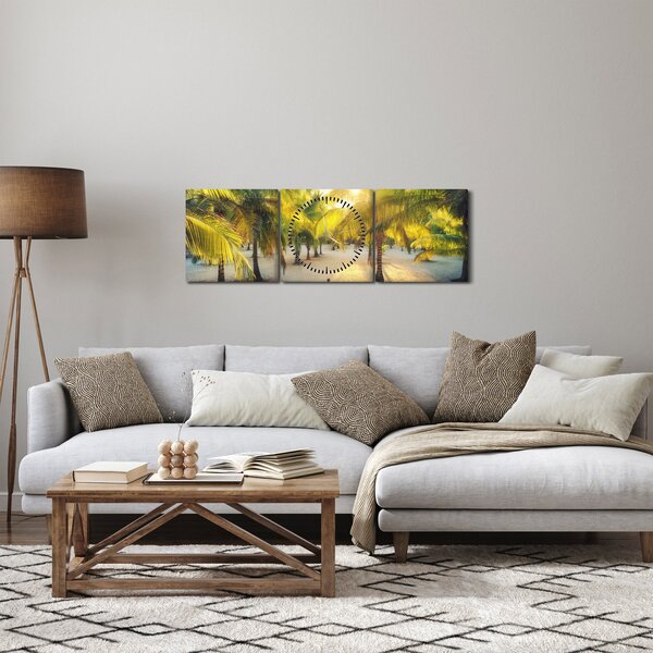 Tablou - Femeie între palmieri (cu ceas) (90x30 cm)