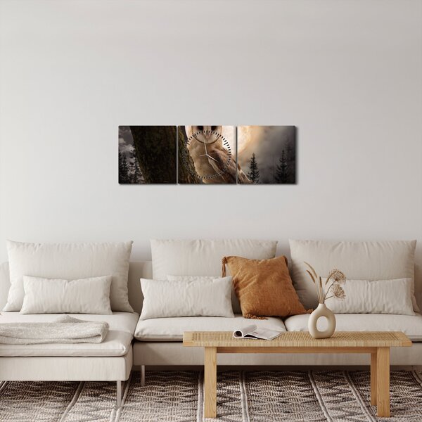 Tablou cu bufnița (cu ceas) (90x30 cm)