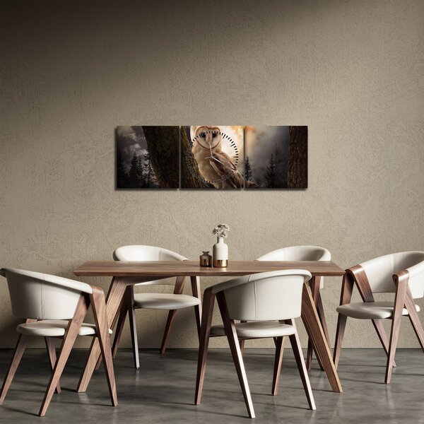 Tablou cu bufnița (cu ceas) (90x30 cm)