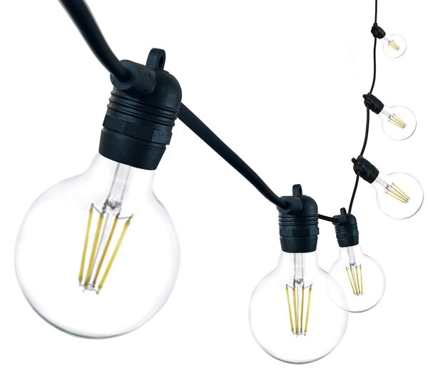 Ghirlanda luminoasa 5 m. cu 10 becuri mari G95 LED E27 interconectabila