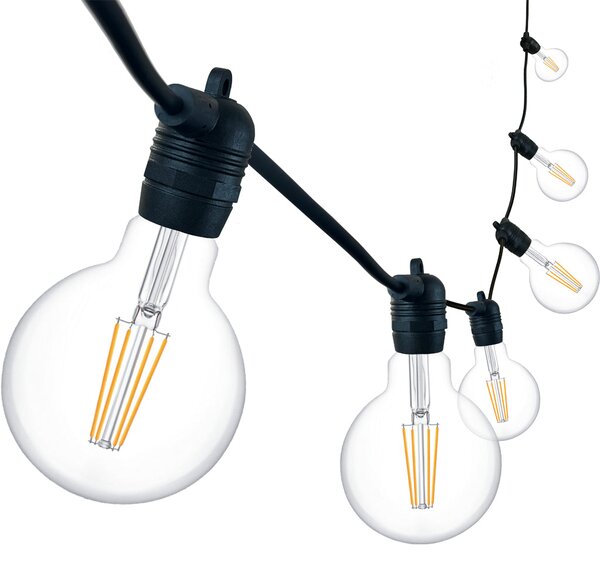 Ghirlanda luminoasa 5 m. cu 10 becuri mari G125 4W LED E27 interconectabila