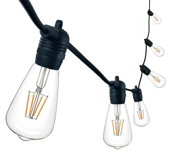 Ghirlanda luminoasa 5 m. cu 5 becuri mari ST64 4W LED E27 interconectabila