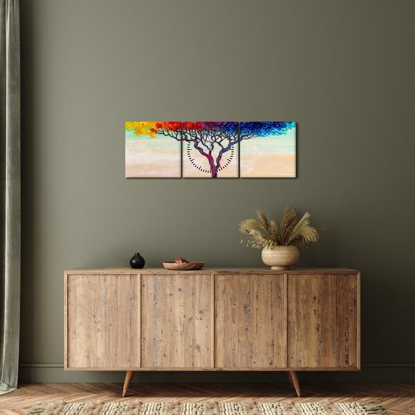 Tablou cu pom pictat (cu ceas) (90x30 cm)