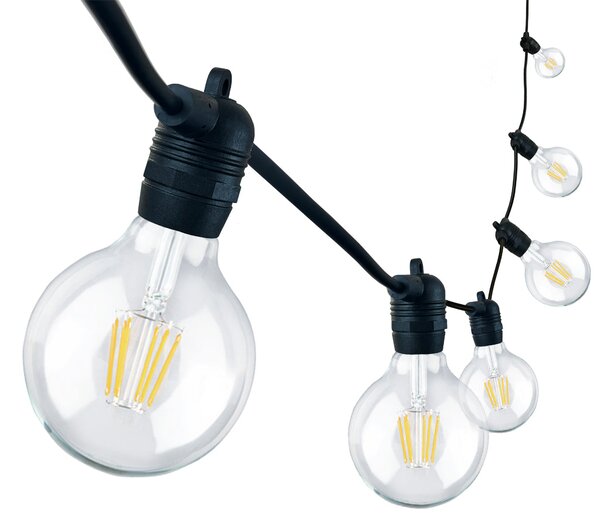 Ghirlanda luminoasa 5 m. cu 5 becuri mari G95 LED E27 interconectabila