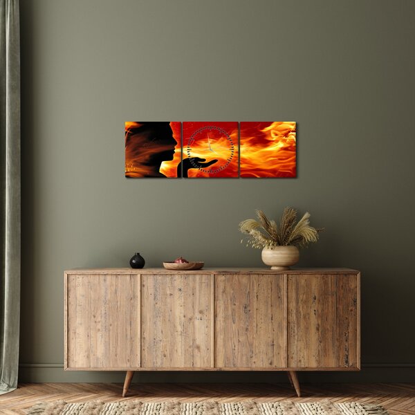 Tablou femeii în foc (cu ceas) (90x30 cm)