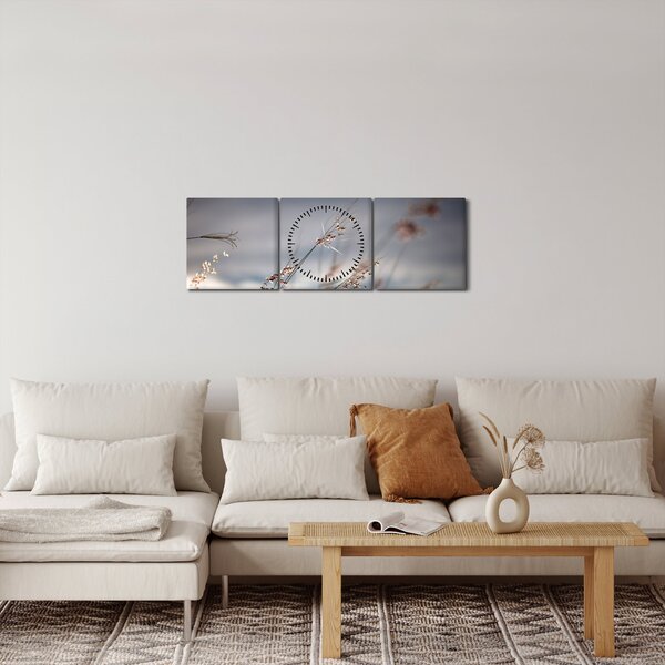 Tablou -Flori de luncă (cu ceas) (90x30 cm)