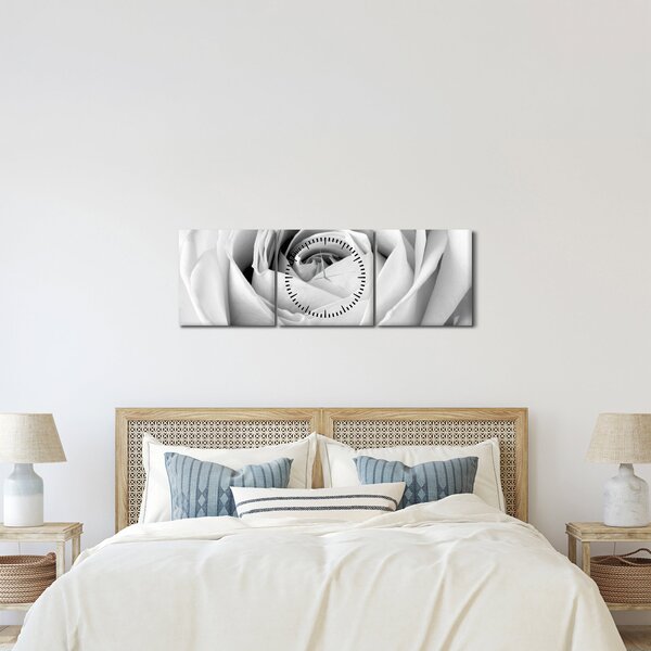 Tablou - Detailu de floare de trandafir (cu ceas) (90x30 cm)