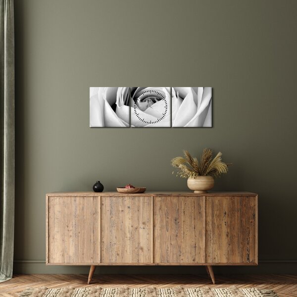 Tablou - Detailu de floare de trandafir (cu ceas) (90x30 cm)